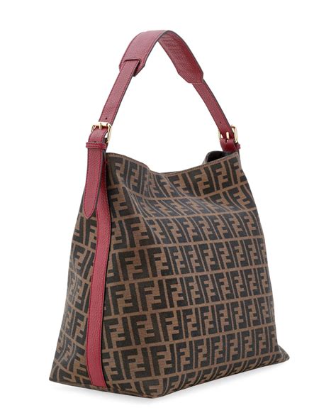 Fendi Tobacco Zucca Print Canvas Borsa B Hobo Bag 